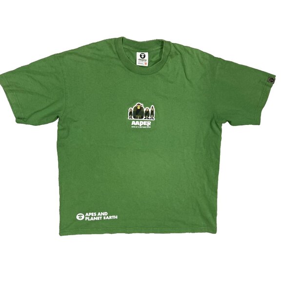 AAPE by A Bathing Ape T-Shirt Short Sleeve Green "AAPER" Large - Picture 1 of 12